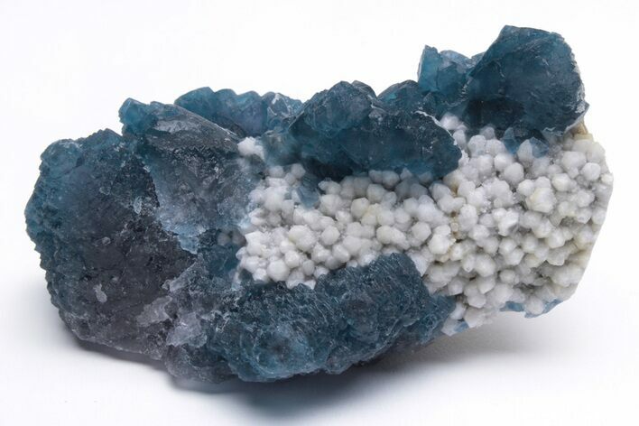 Blue, Cubic/Octahedral Fluorite on Quartz - Inner Mongolia #213844
